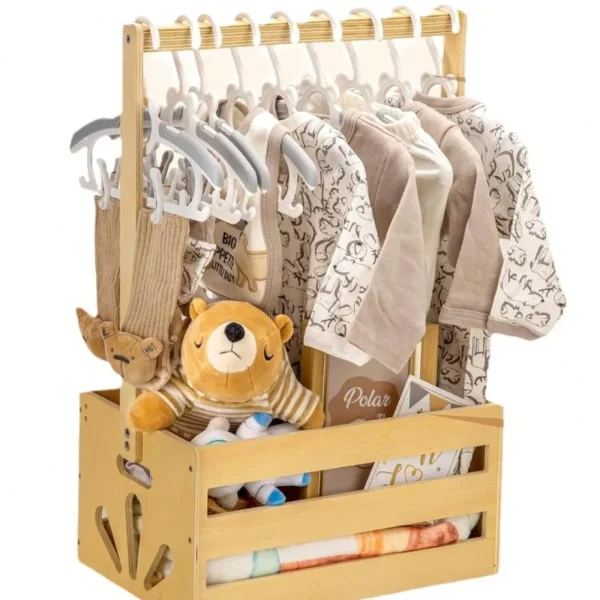 1pc Wooden Storage Basket With Handle